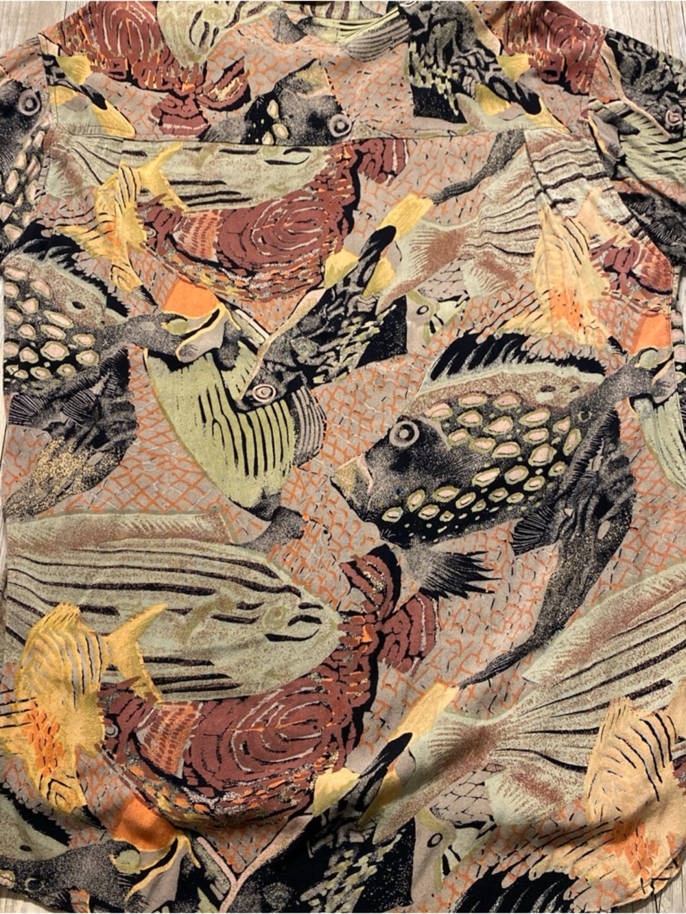Shah Safari Mens Short Sleeve Button Shirt Fish Montage Design Vintage XL - Picture 9 of 11